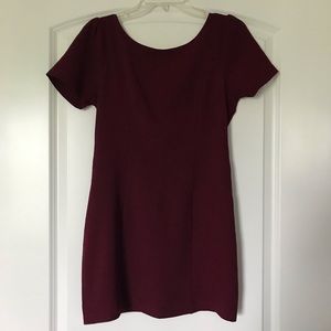 Short Sleeved Burgundy Shift Dress, Size S…